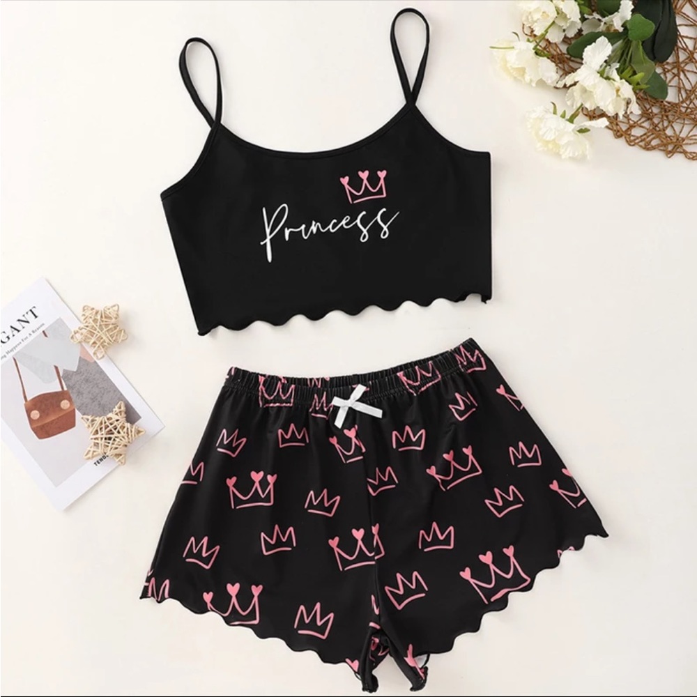 Women's Pajama Set Princess Cami Top & Shorts Sleepwear Loungewear Set